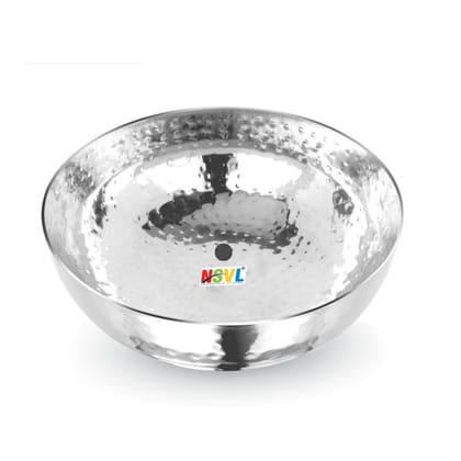 NSVL Stainless Steel Hammered Tasla/Heavy Bottom Cookware/Kadhai/Kadai for Kitchen/Utensils for Cooking, Deep Frying-MATHAR TASLA 700 ML