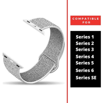White Nylon Strap For Apple Watch Series 7 (42mm/44mm/45mm/46mm/49mm)