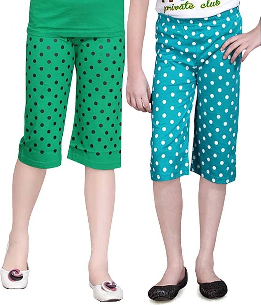 Sini Mini Pack of 2 Girls Cotton Capris ( Multi )