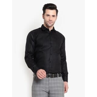 Baleshwar Men Black Solid Slim Fit Formal Shirt