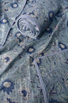 Blue on Blue Mul Mul Reversible Cotton Dohar Single (Pair)