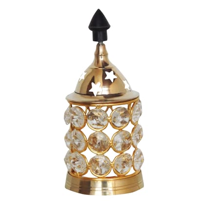 Brass Table Decor Oil Lamp Deep Jyoti No. 1  - Small Brass Oil Lamp for Daily Puja, Height : 4.5 Inch (FMAS320 A)