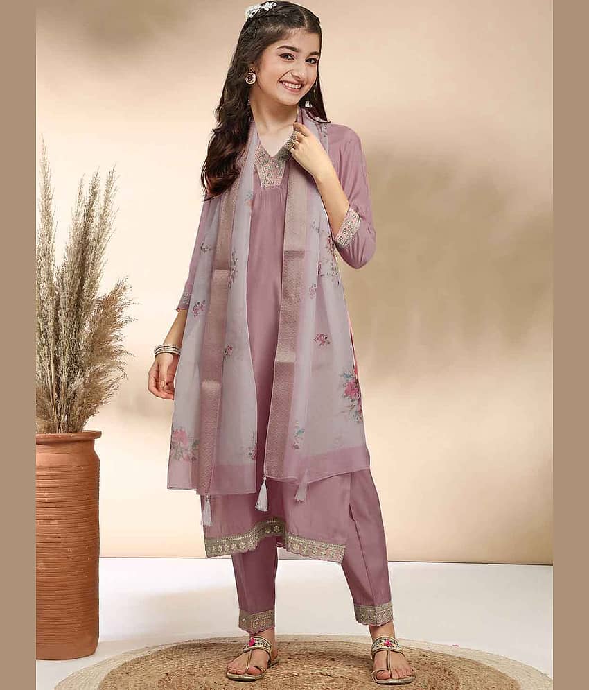 A TO Z CART Girls Cotton Kurti with Pants ( Pack of 1 , Pink )