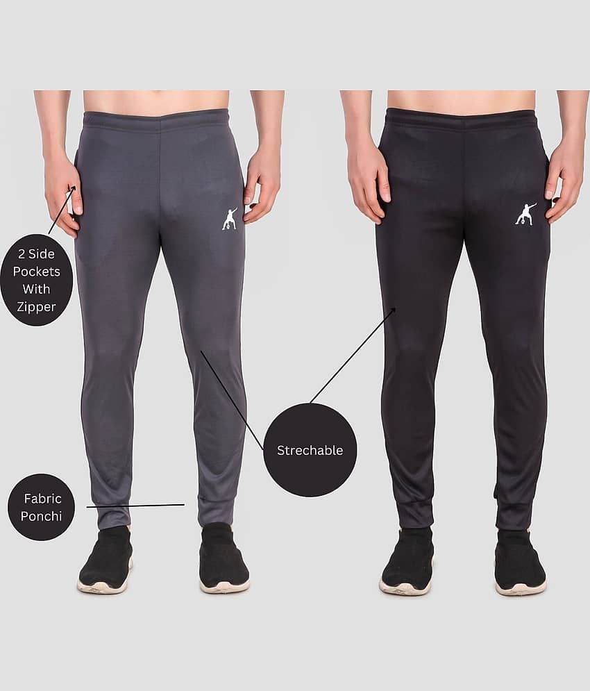 Preen Grey Polyester Men's Sports Trackpants ( Pack of 2 )