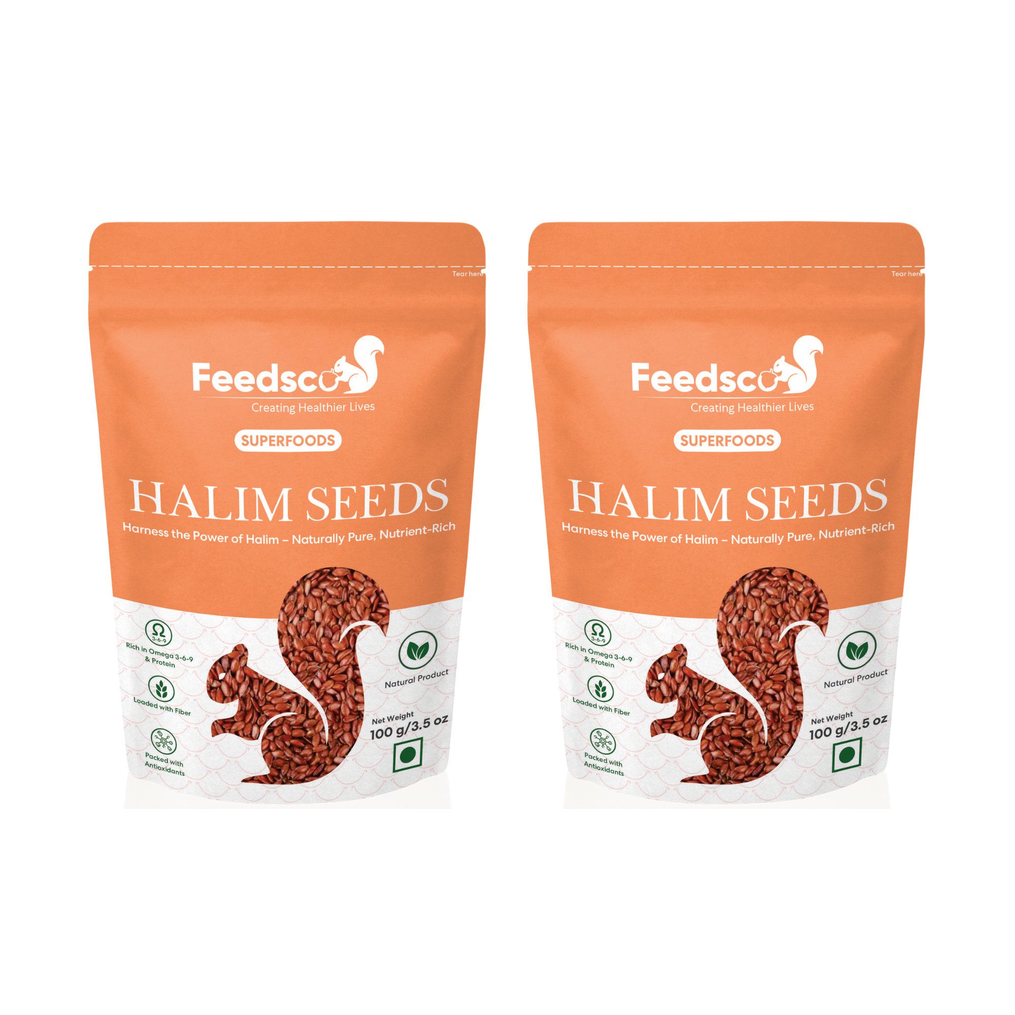 Feedsco Halim Seeds Superfood, Omega 3-6-9 & Protein Rich, Natural, 100g - Pack of 2