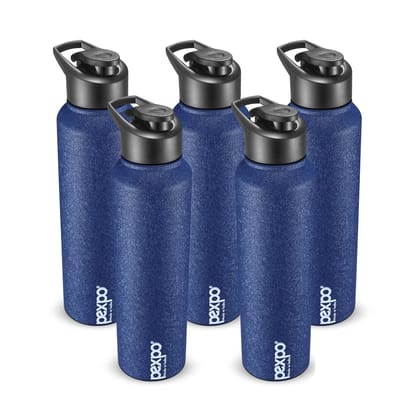 PEXPO Stainless Steel Sports/Fridge Water Bottle, 1000 ml, Pack Of 5 Blue, Chromo | Eco-Friendly & Leak-Proof Water Bottle