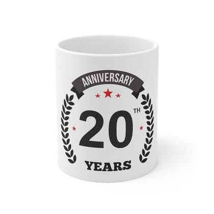 DARSHANS Ceramic 20th Anniversary Printed Coffee Mug (Color: White, Capacity:330ml) DARSHANS Ceramic 20th Anniversary Printed Coffee Mug (Color: White, Capacity:330ml)