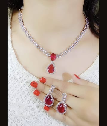 Ladymania White Alloy Necklace Set ( Pack of 1 )