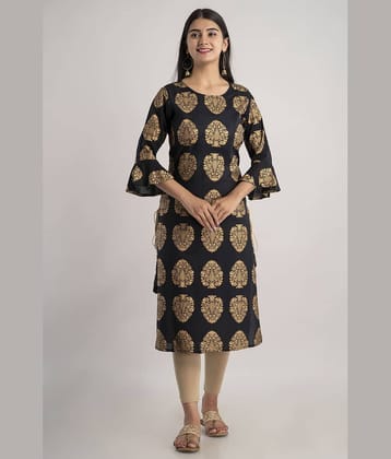 MAUKA - Black Rayon Women's Straight Kurti ( Pack of 1 )
