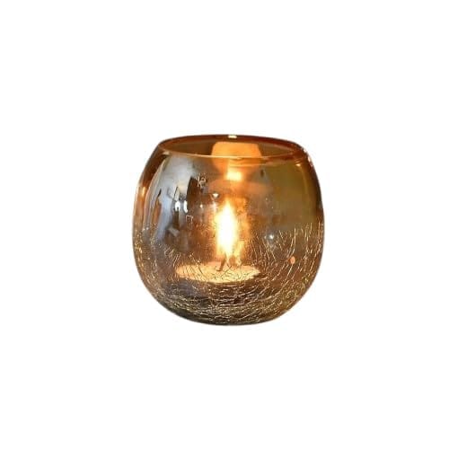 RUPIKA | Set of 6 Yellow Crackle Glass Tealight Votive Candle Holders | Decorative Candle Cups for Home D�cor, Gifts & Festive Lighting