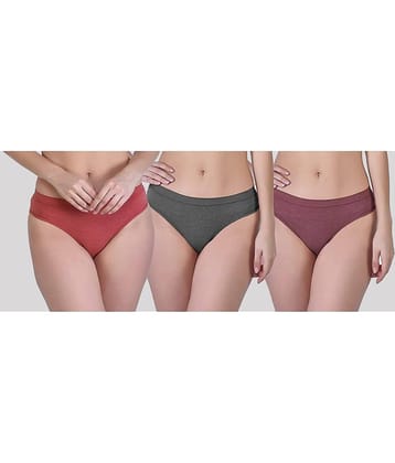 Kiran Enterprises Pack of 3 Cotton Solid Women's Bikini ( Multicolor )