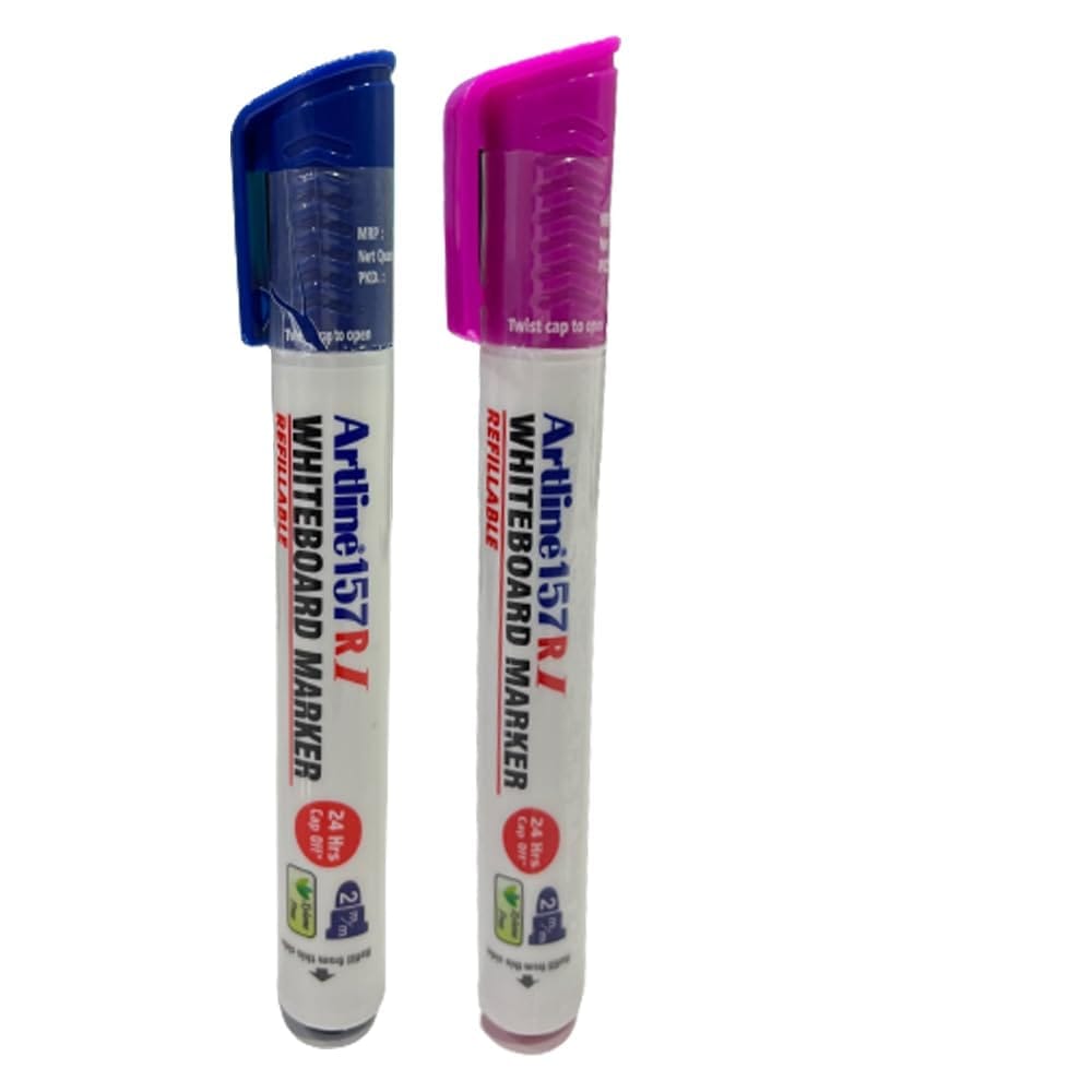 Artline 157RI Whiteboard Marker Pack of 10 (Blue and Pink Colours) | Quick Drying, Dry Wipe Ink, Low Odor