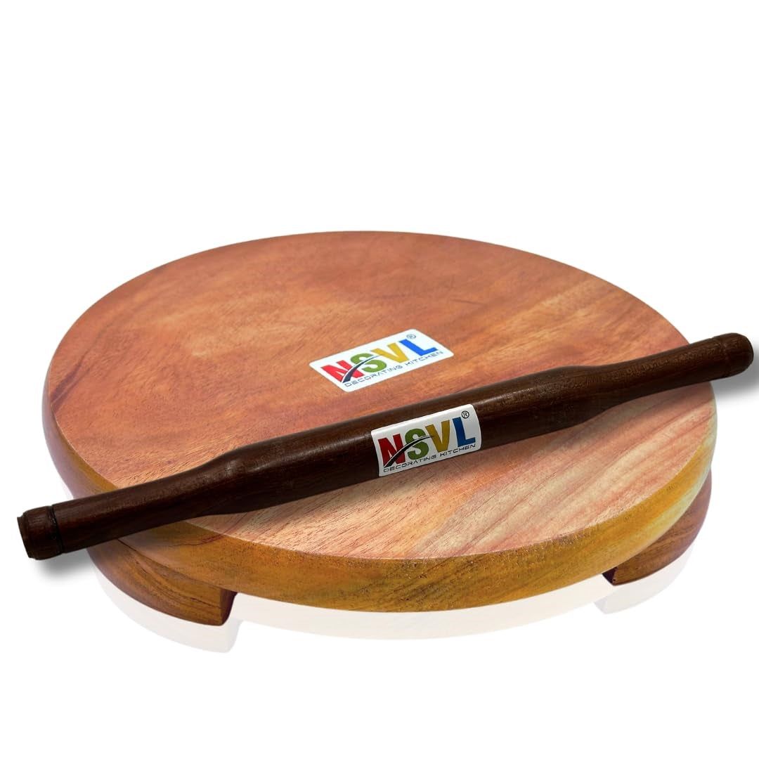 NSVL Neem Polpat Chakla Roti Chapati Maker 25 cm with Anjan Wood Roti Belan Rolling Pin 35 cm (Neem Polpat with Anjan Wood Belan)