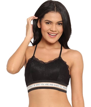 N-Gal Polyester Non Padded Women's Bralette Bra ( Black )