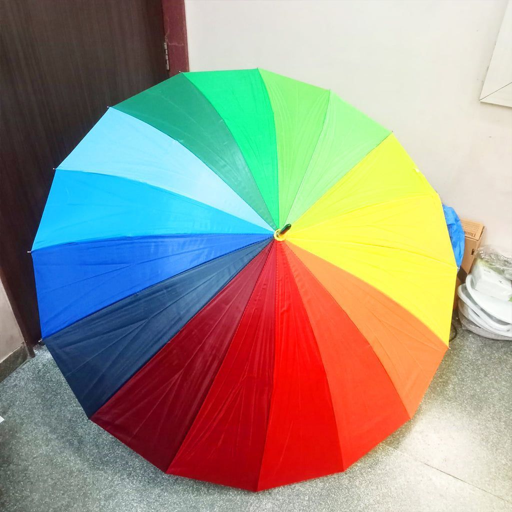 Colorful Rainbow Umbrella (Jumbo) For Sun and Rain Protection