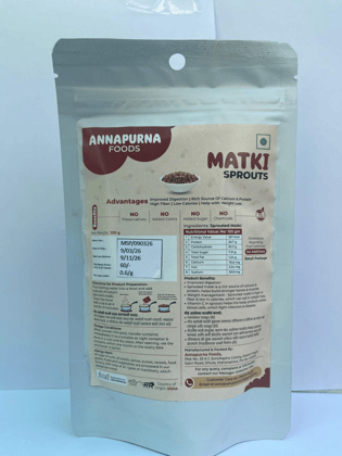Annapurna Foods Dehydrated Matki Sprouts (100g) | High Protein & Fiber | Healthy Snack