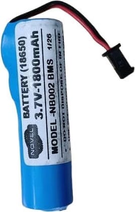 NOVEL 3.7V 18650 Lithium-Ion Rechargeable Battery 1800mAh with BMS Protection Circuit | Cylindrical Cell for DIY Electronics, Educational Projects and Devices