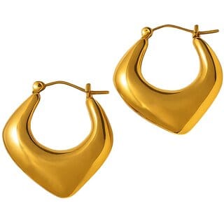18k Gold Plated Hoop Earring (Bold Crescent Hoop Earrings)