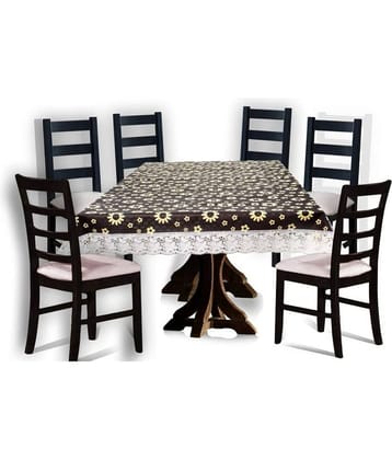 Printed PVC 6 Seater Rectangle Table Cover ( 228 x 152 ) cm Pack of 1 Brown