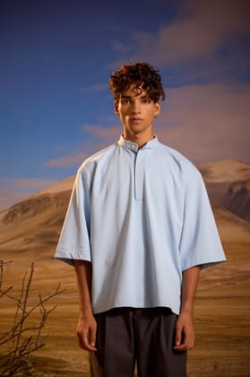 Powder Blue Henley-XS