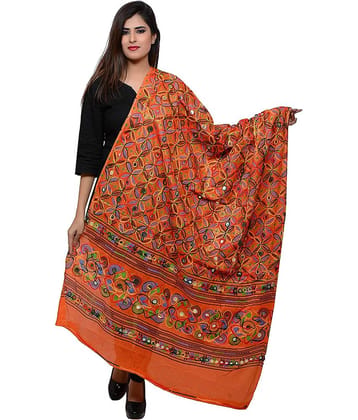 Raj Orange Cotton Phulkari Dupatta - Single
