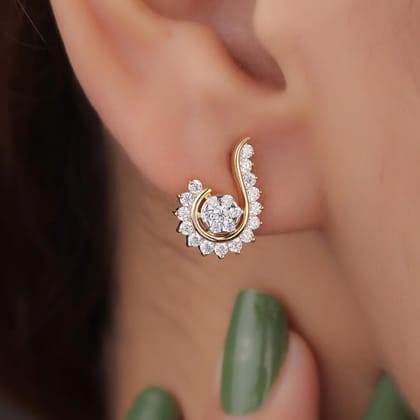 Ruthy Silver Stud Earrings for Women-Yellow Gold