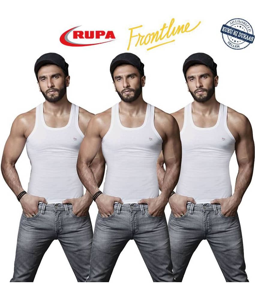 Rupa White Sleeveless Vests Pack of 3