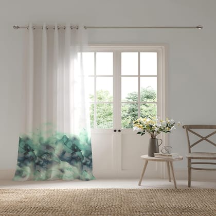 Ddecor Curtain Pack of 1, Polyster Digital Print Abstract Curtain, Large Door 9 FT, Candace, Sheer |135 CM X 270 CM, Turquoise