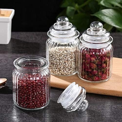 Pop jar 350 ML glass container jar with lid For Kitchen Storage Food Storage Containers For Storing Spices, Jam, Honey, Aachar, Sugar, Coffee pack of 3