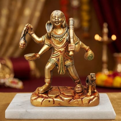 Brass Bhairav Baba Statue – Lord Bhairav Brass Temple Decor, Height : 6.5 Inch (BSMAS968 C)