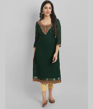 JASH CREATION - Green Georgette Women's Straight Kurti ( Pack of 1 )