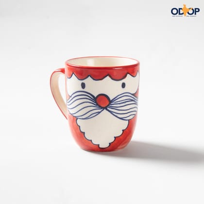 Hand Painted Santa Mug - 200ml-Red / Ceramic
