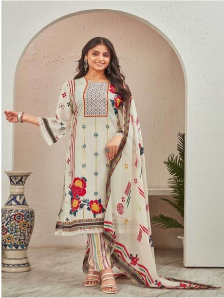 PIRRA DESIGNS Women Floral Printed Regular Gotta Patti Kurta with Trousers & With Dupatta