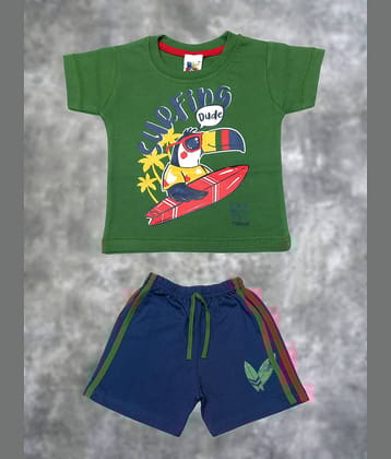 Kideon Pack of 1 Baby Boys Cotton T-Shirt & Shorts ( Green )
