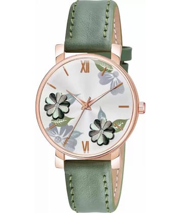 AQUA BLISS - Green Leather Analog Womens Watch