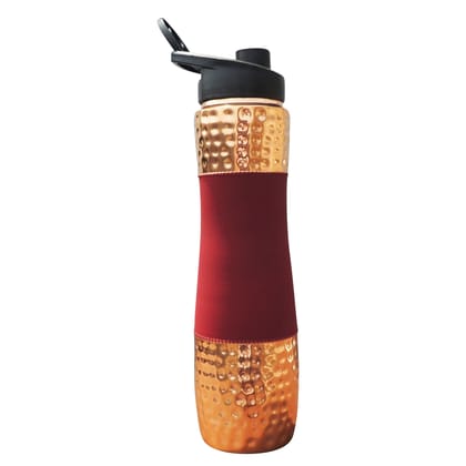 Copper Water Bottle Sipper Silk Finish – Leak Proof Reusable Drinking Bottle, Height : 11.5 Inch (BCMAS188 A)