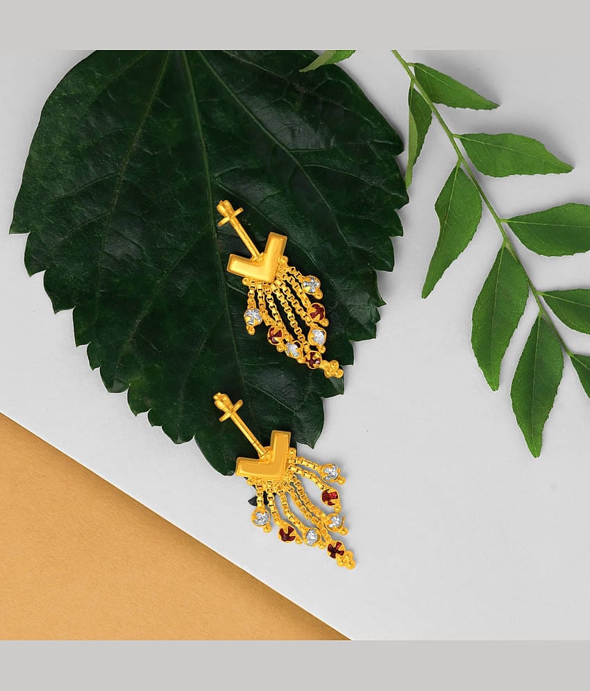 LUV FASHION Golden Jhumki Earrings ( Pack of 1 )