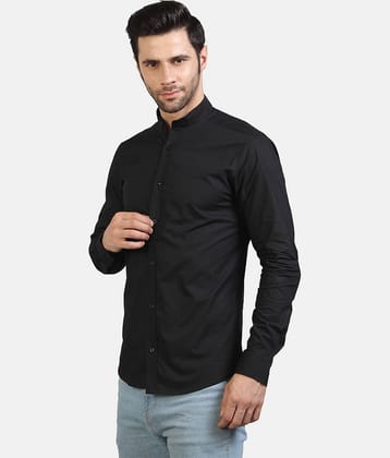 Life Roads 100 Percent Cotton Black Solids Party wear Shirt Single Pack