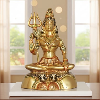 Brass Shiv Ji God Idol - Traditional Shiva Murti, Height : 11 Inch (BSMAS947 F)