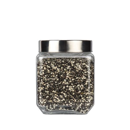 Femora Clear Glass Octo Kitchen Storage Jars, 1150 ml, Set of 4, Free Replacement of Lids