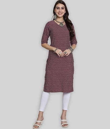 7Threads Crepe Printed Straight Women's Kurti - Pink ( Pack of 1 )