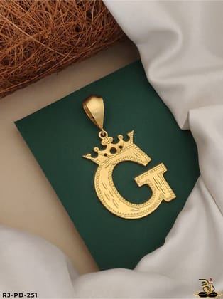 Radiant charm letter G with Crown design Pendant-PD-251