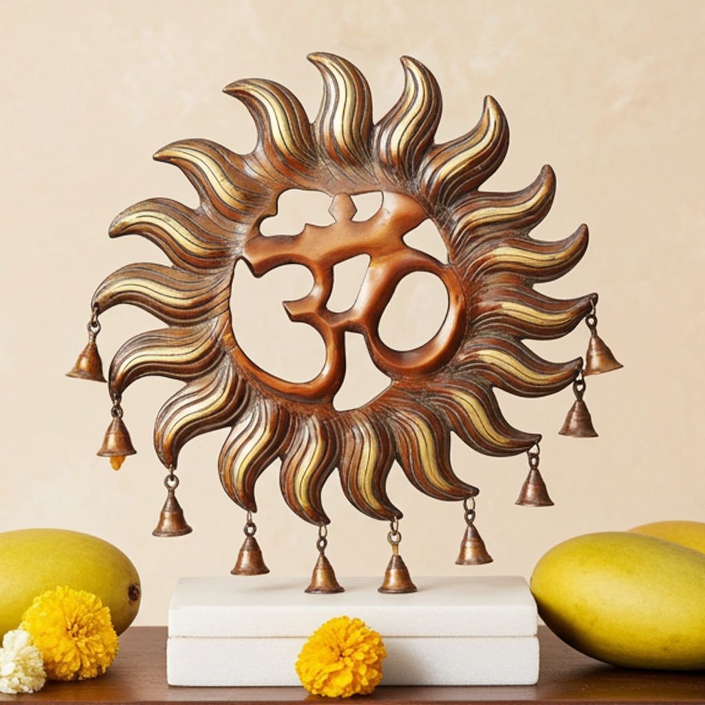Brass Showpiece Om Sun Antique God Idol Statue, Height : 18 Inch (BSMAS1791 C)