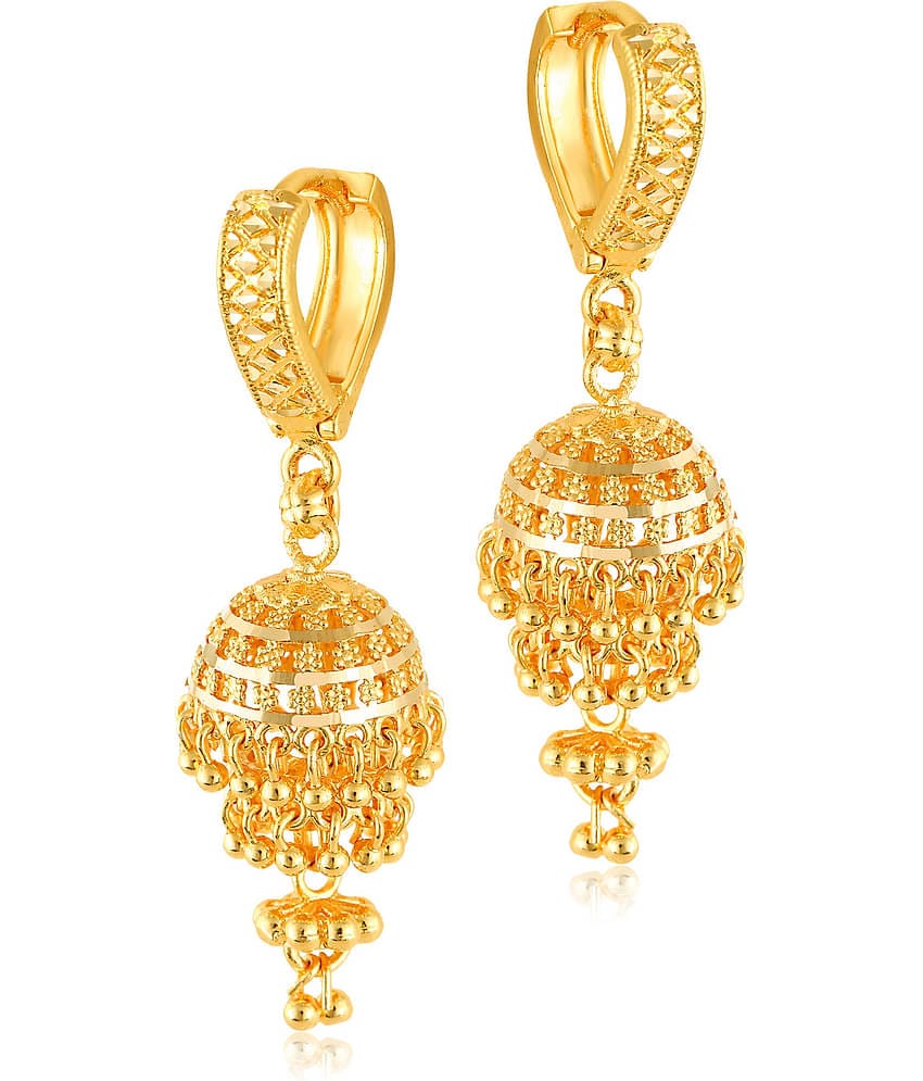 VIVASTRI Golden Jhumki Earrings ( Pack of 1 )