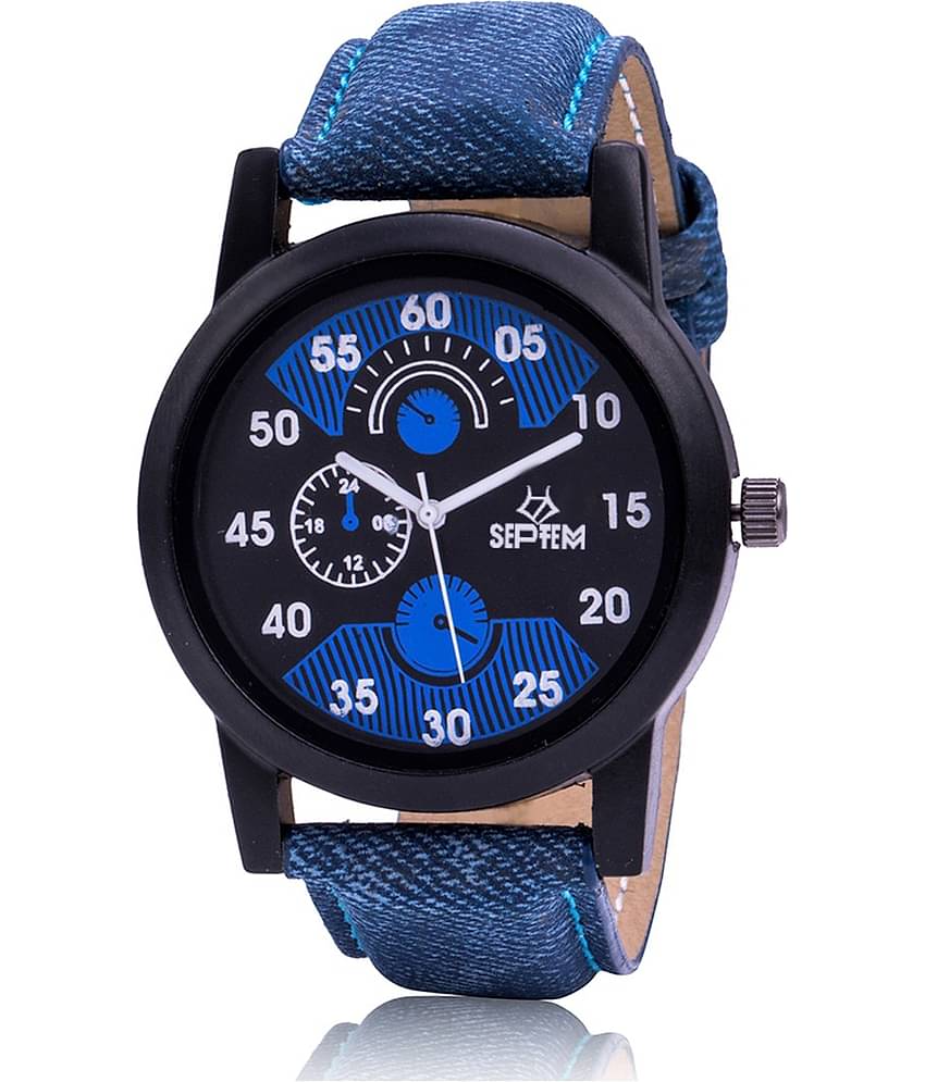 Septem Blue Leather Analog Men's Watch
