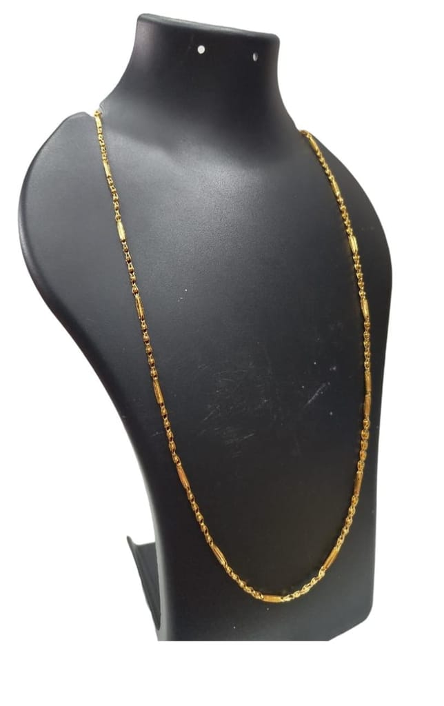 Yellow Gold Plated Traditional Indian Chain for Men and Women - 24 Inches