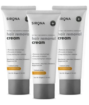 Sirona Hair Removal Cream for Women, Dry and Sensitive Skin - 50 gm (Pack of 3) | with Aloe Vera, Vitamin E & Shea Butter