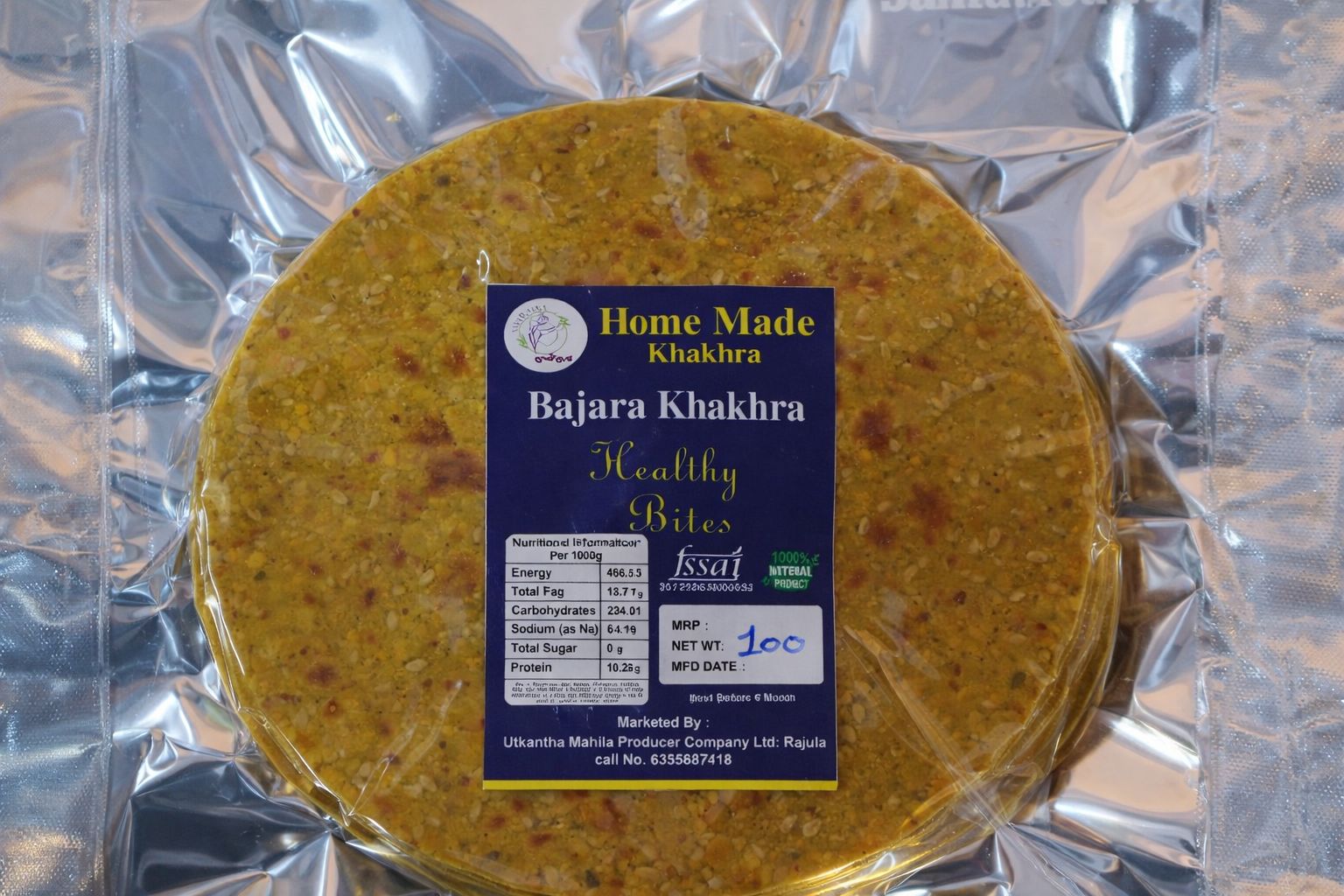 Utkanta Wholesome Homemade Wheat Bajra Khakhra – Nutritious Millet Snack 200g