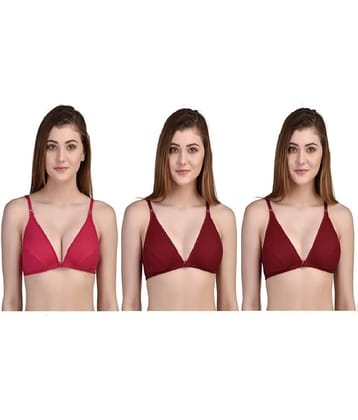 Desiprime Pack of 3 Poly Cotton Non Padded Women's Front Closure ( Multi Color )