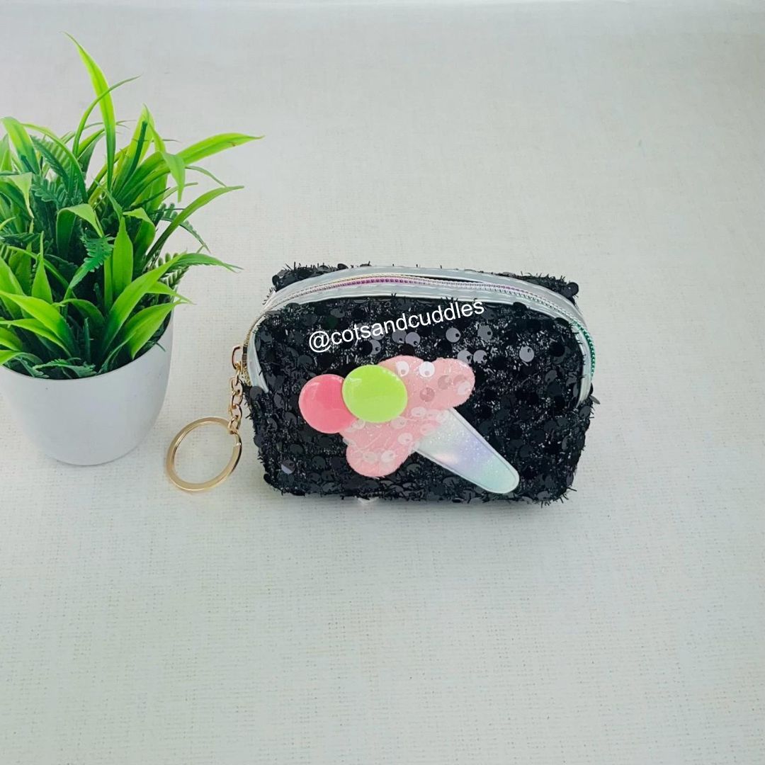 Sequin Mini Coin Pouch 1pc-Black